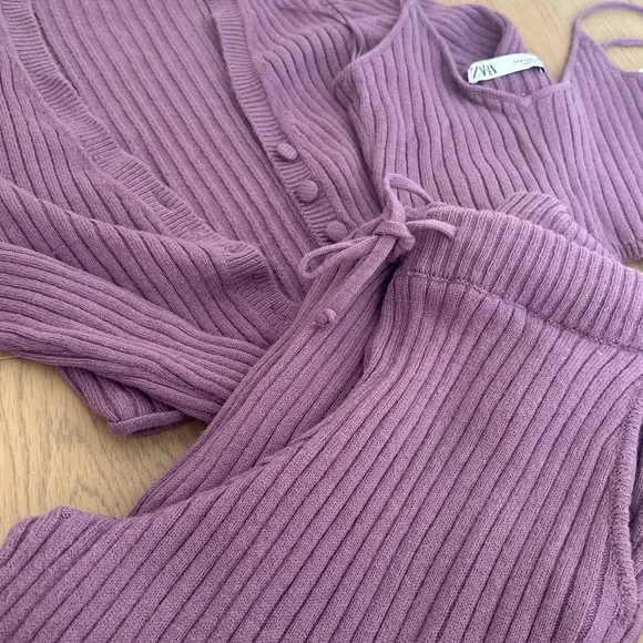 Zara Purple Ribbed Knit Set - Picture 5 of 5